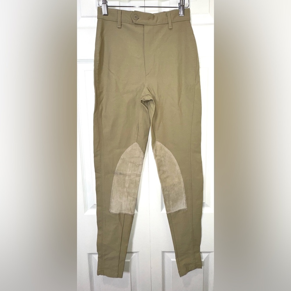 Vertigo Paris Riding Breeches Tan Knee Patch Pants Size 40 measure US 2-4